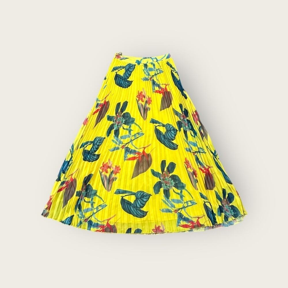 EUC | LUXXEL | Floral Maxi Pleated Skirt | Yellow Multi | Medium